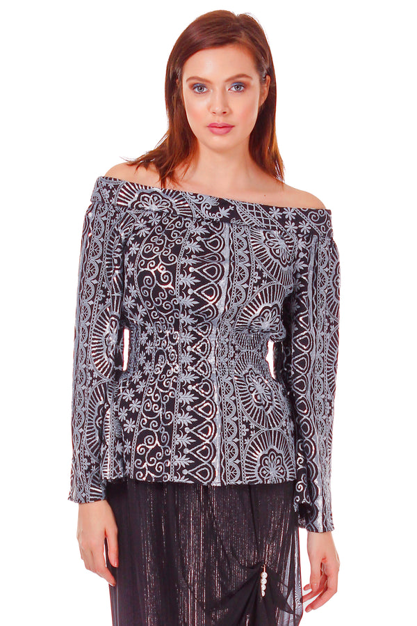 Bluza tul cu broderie P-68